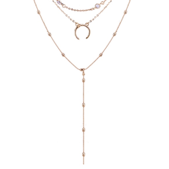 Gold Elephant Crescent Horn Beaded Layered Choker - Picture 3 of 4